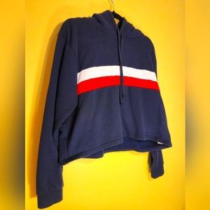 Forever 21 Navy Blue Cropped Hoodie for Women Large